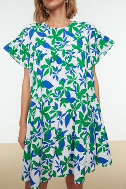 TRENDYOLMILLA Ekru Cicekli Genis Kesim Mini Dokuma Elbise TWOSS22EL0867  фото 4