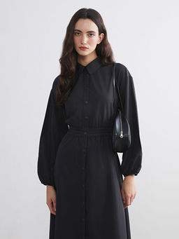 Balon Kollu Belden Oturtmal? G?mlek Elbise