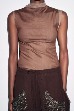 TULLE HIGH NECK T-SHIRT - Zara фото 4