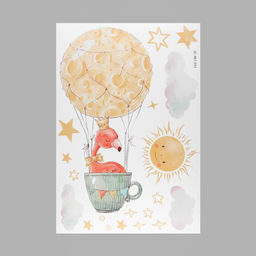 Наклейка интерьерная цветная «Фламинго в облаках», пластик, 40×60 см