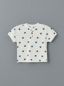 Bisiklet Yaka Bask?l? Erkek Bebek Ti??rt