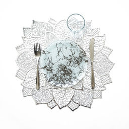 Цена за 12 шт. Салфетка сервировочная на стол Цветок, d=43 см, цвет серебряный - Simaland фото 2