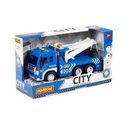 Сити, автомобиль-эвакуатор инерционный (со светом и звуком) (синий) (в коробке)