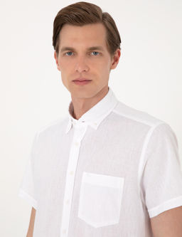 Beyaz Keten Kar___ml_ Regular Fit K_sa Kollu G_mlek - Pierre cardin фото 2