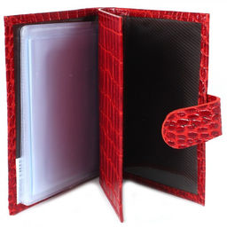 Обложка для авто+паспорт-Croco-ВП-1021 с хляст, натуральная кожа красный крокодил (203) 214083  фото 3