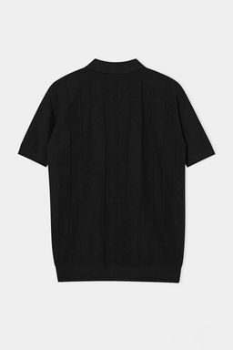 Siyah Slim/Dar Kesim Dokulu Polo Yaka T-shirt TMNSS26PO00039 - Trendyolmilla фото 3