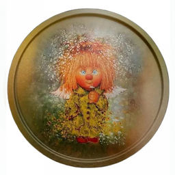 Поднос металлический "Ангел, дарящий лето" д20см, круглый, (тарелка) (Россия)