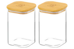 Набор 2 банок д/хранения 1,1 л 10*10*15,5 см Crystal glass+ бамбук.крышк с силикон.проклад, стекло - Elan gallery фото 4