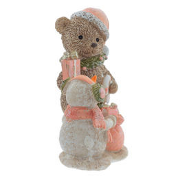 Фигурка декоративная "Мишка и снеговик", L8 W5 H9,5 см