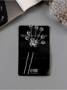 Цена за 3 шт. Шпилька для волос «Эмилия», шарики, 9×5 см, прозрачная