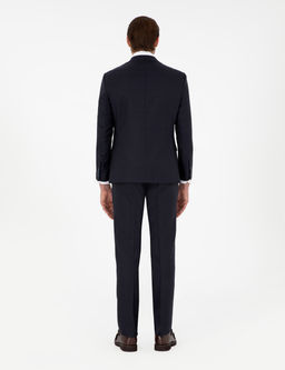 Lacivert Slim Fit Y_n Kar___ml_ Tak_m Elbise