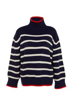 Lacivert Genis Kal?p Cizgili Triko Kazak TWOAW23KZ01446 - Trendyolmilla фото 8