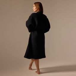 Халат вафельный женский SL HOME: Boho «Дарк Маре», размер M, хлопок 100%, чёрный