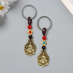 Брелок для ключей на кольце Нэцкэ. Хотей в лотосе, металл, 5 монет, набор 2 шт., h=7.5 см