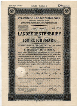 Облигация 4,5% 100 рейхсмарок 1939 года Германия