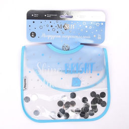 Нагрудник для кормления M&B «Little» непромокаемый на липучке, внутри с конфетти, виды МИКС