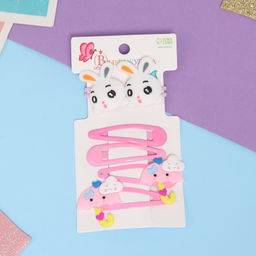 Цена за 2 шт. Набор для волос «Ширли», 2 резинки 5 см, 4 невидимки 5.5 см, зайка, розовый