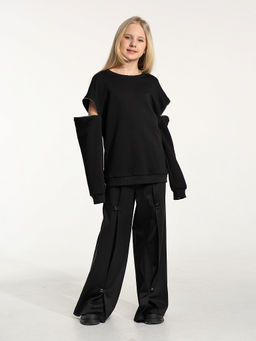 Черный свитшот для девочки, модель 1612 - Mooriposh фото 7