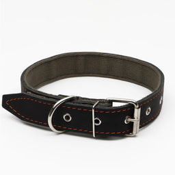 Ошейник комбинированный кожа/брезент, 69 х 3,5 см, украшенный, ОШ 45-60 см, чёрный - Пижон фото 2