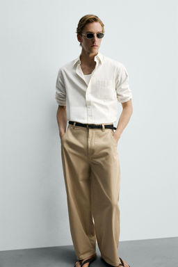PANTAL?N WIDE FIT CROPPED / Beige - Zara фото 6