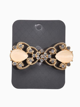 Зажим для кардигана «Ажур. Винтаж», белый в золоте