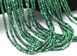 Бусины малахит натуральный кубик 2мм граненый, 39см, 165 бусин Радуга камня