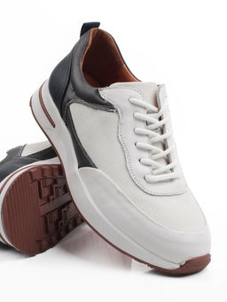 03-10-57 WHITE/DK. GREY Кроссовки мужские (натуральная кожа, текстиль)