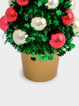 Ель искусственная, 30 см, с шарами, в горшке, мишура/пластик, зеленая, New year - Anna lafarg фото 4