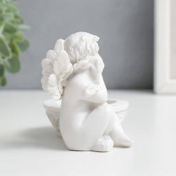 Подсвечник полистоун Белоснежный ангел в раздумьях 7,5х9,8х6 см - Simaland фото 2