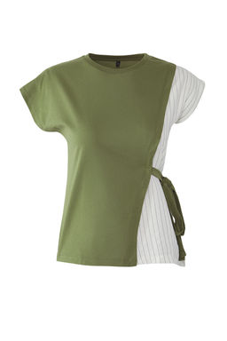 Haki Dokuma Garni ve Baglama Detayl? Relaxed/Rahat Kal?p Orme Bluz TWOSS25BZ00094