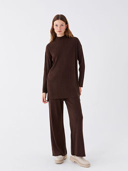 Kad?n Beli Lastikli D?z Triko Pantolon