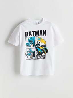 Bisiklet Yaka Batman Bask?l? Erkek ?ocuk Ti??rt