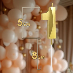 Цена за 2 шт. Свеча в торт на шпажке «Цифра 1», золотая, 5 см