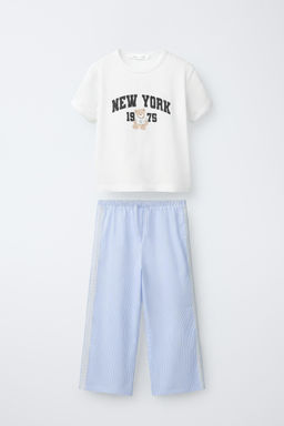 6-14 A?OS/ PIJAMA OSITO RAYAS / Azul