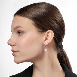 Серьги-кольца набор 6 пар Жемчужные настроение, цвет белый в серебре - Queen fair фото 5