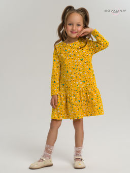 Платье Алиса дл/р цветы на горчице - Sovalina фото 6