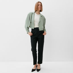 Жакет женский MINAKU: Green trend, зелёный, размер 48