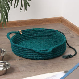 Лежанка для животных, D 35 см, зеленый, джут