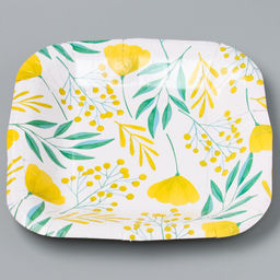 Цена за 10 шт. Тарелка бумажная квадратная Праздничная,мимоза,цветы, 16,5х16,5 см - Страна карнавалия фото 2