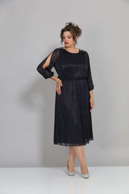 Платье Mira Fashion 5446S-Р синий с открытыми рукавами