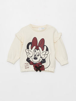 Bisiklet Yaka Uzun Kollu Minnie Mouse Bask?l? K?z Bebek 2li Tak?m - Waikiki фото 2