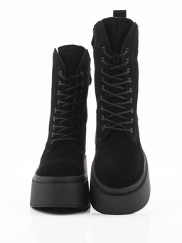 04-PAT225-2Z BLACK Ботинки зимние женские (натуральная замша, 100% шерсть)