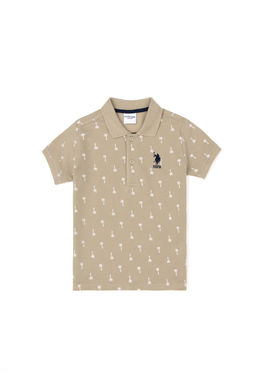 Футболка U.S. Polo Assn для мальчиков из хлопка светло-хаки  фото 6