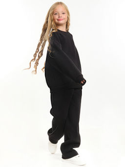 Костюм спортивный для девочки теплая школьная форма с начесом 22-7318 черный - Mini maxi фото 5