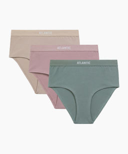 ATLANTIC 3CLP-009 Трусы макси спорт Maxi Sport - набор 3 шт. бежевый + розовый + зеленый