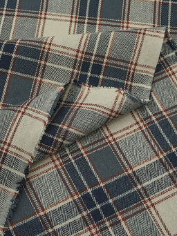 Фуле Клетка цв.серый/бежевый/чернильно-синий, ш.1.45м, хлопок-100%, 150гр/м.кв - Купава фото 7