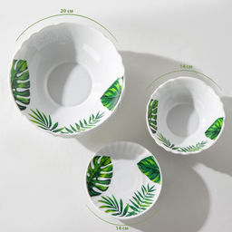 Столовый сервиз Доляна «Лист папоротника», 37 предметов, стеклокерамика, белый