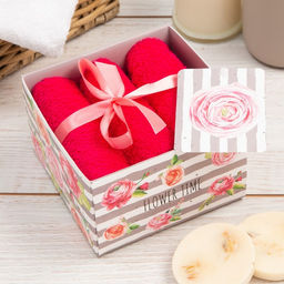 Набор махровых полотенец Flower time 30х30 см - 3 шт, хлопок 340гр/м2