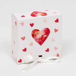 Цена за 5 шт. Подарочная коробка сборная с окном I LOVE YOU, 11.5×11.5×5 см