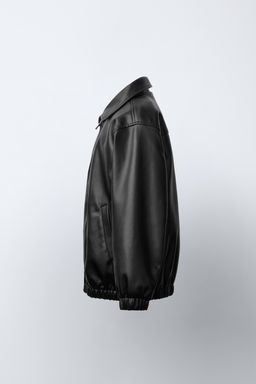 LEATHER-EFFECT BOMBER JACKET - Zara фото 3